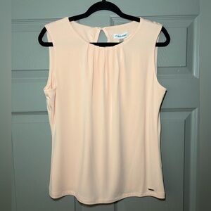 Calvin Klein Soft Blush Sleeveless Pleated Neck Camisole